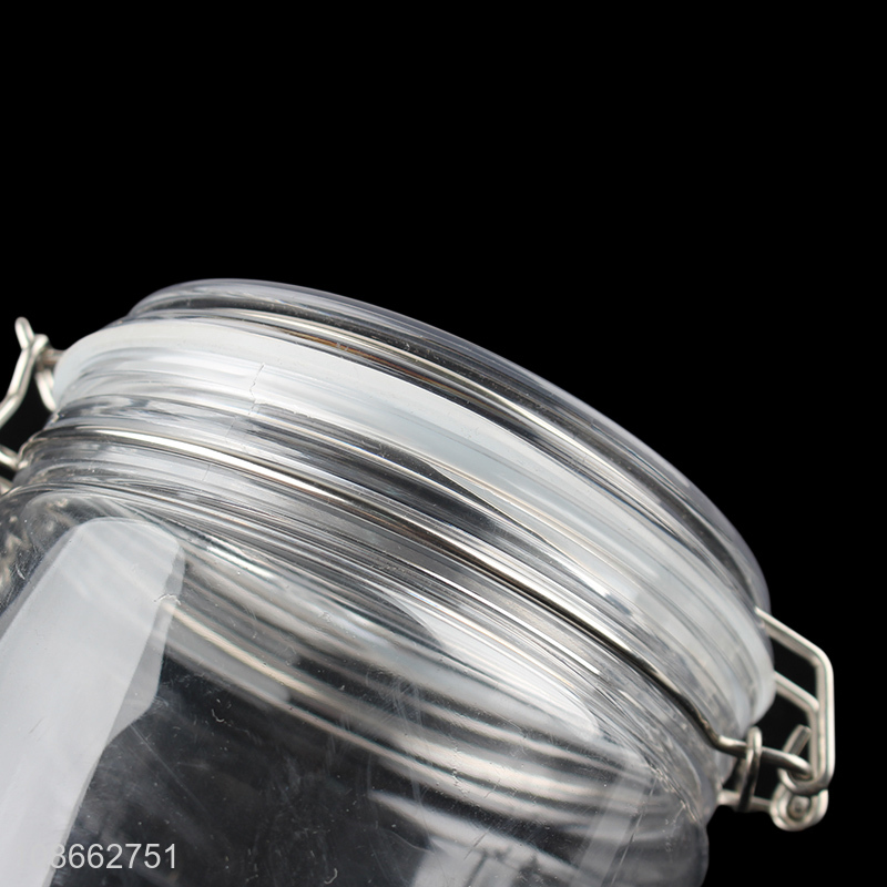 Wholesale 1500ml clear clip top wide mouth plastic food storage jar