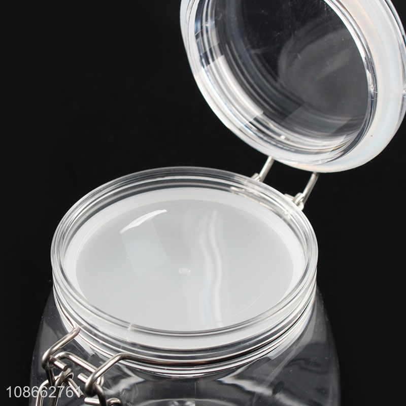Wholesale 1300ml clear plastic jar with bail and trigger clamp lid