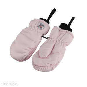 China factory pink winter girls thickened polyester gloves for sale