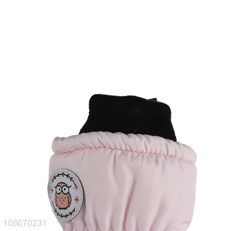 China factory pink winter girls thickened polyester gloves for sale
