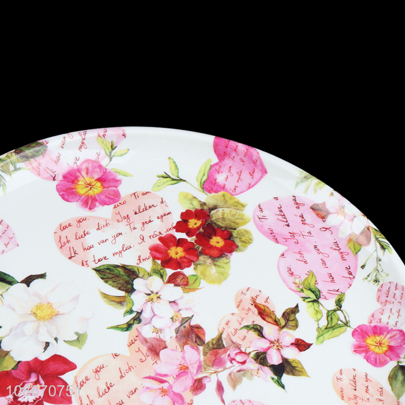Best selling reusable floral printed plastic food serving tray