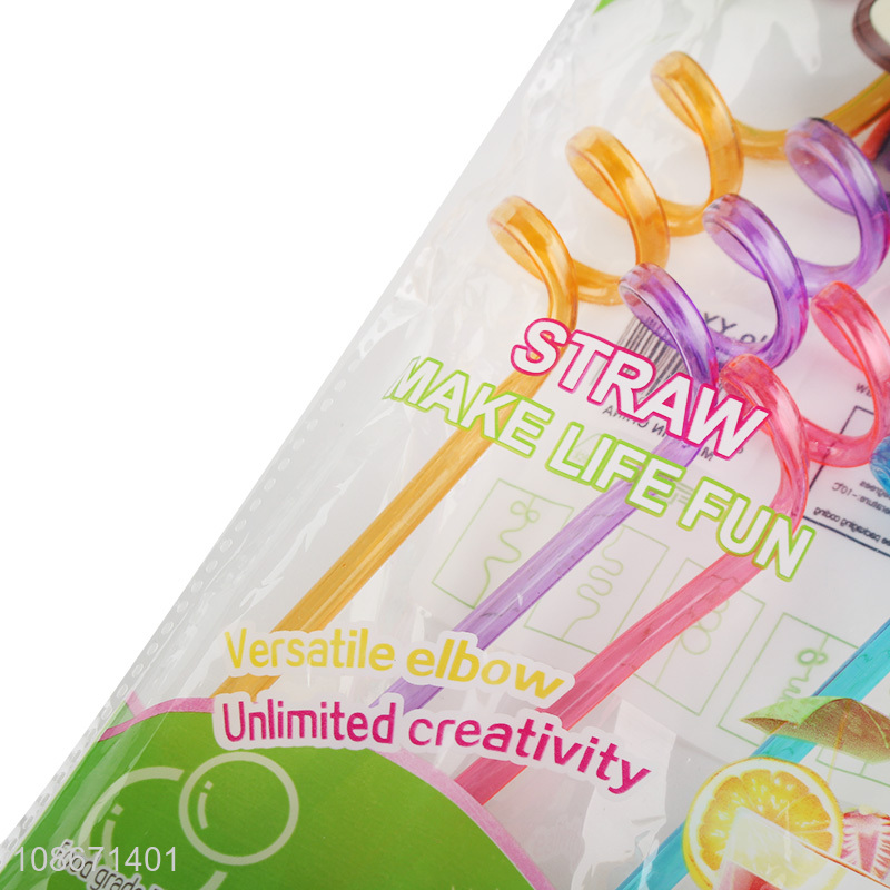 Good quality 4pcs cute non-toxic reusable plastic spiral drinking straw