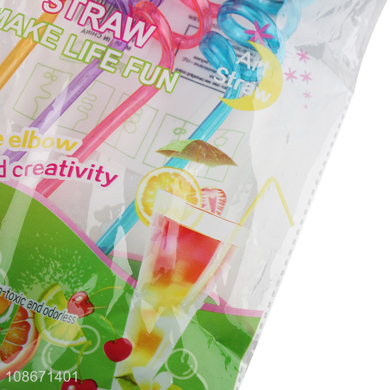 Good quality 4pcs cute non-toxic reusable plastic spiral drinking straw