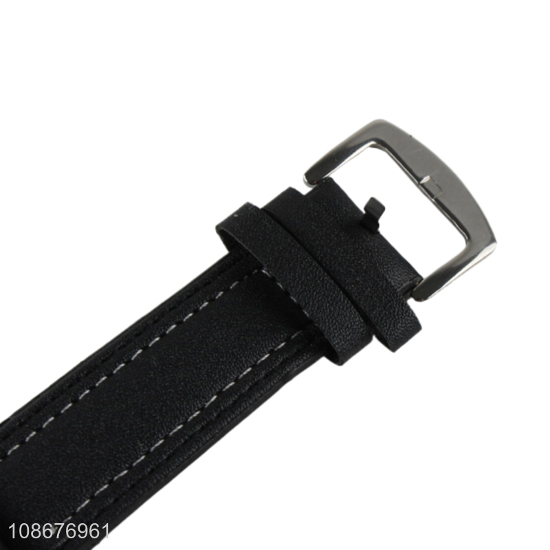 Custom logo men's business quartz wristwatch with pu leather strap