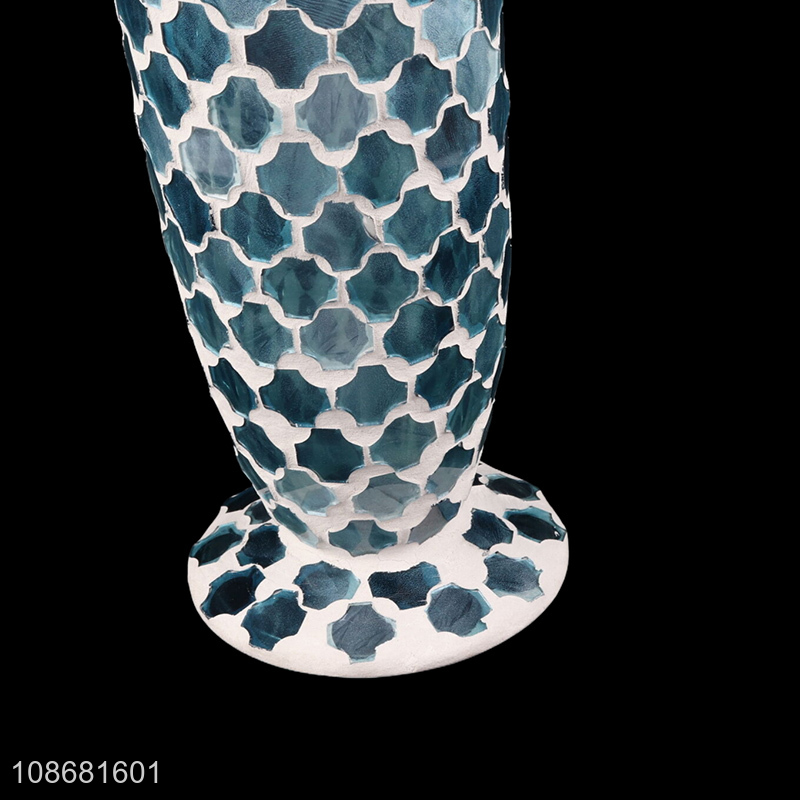 Online wholesale tall mosaic glass flower vase for indoor decoration
