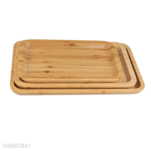 Wholesale rectangular natural bamboo serving tray for snacks desserts tea