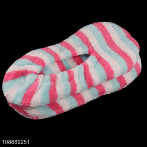 Wholesale women's plush slippers anti-slip colorful striped slippers