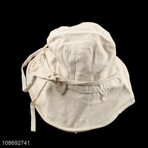 Wholesale wide brimmed uv protection cotton bucket hat for women