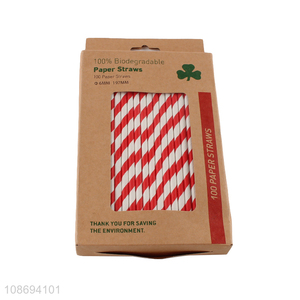 Good quality 100pcs eco-friendly biodegradable disposable paper drinking straws