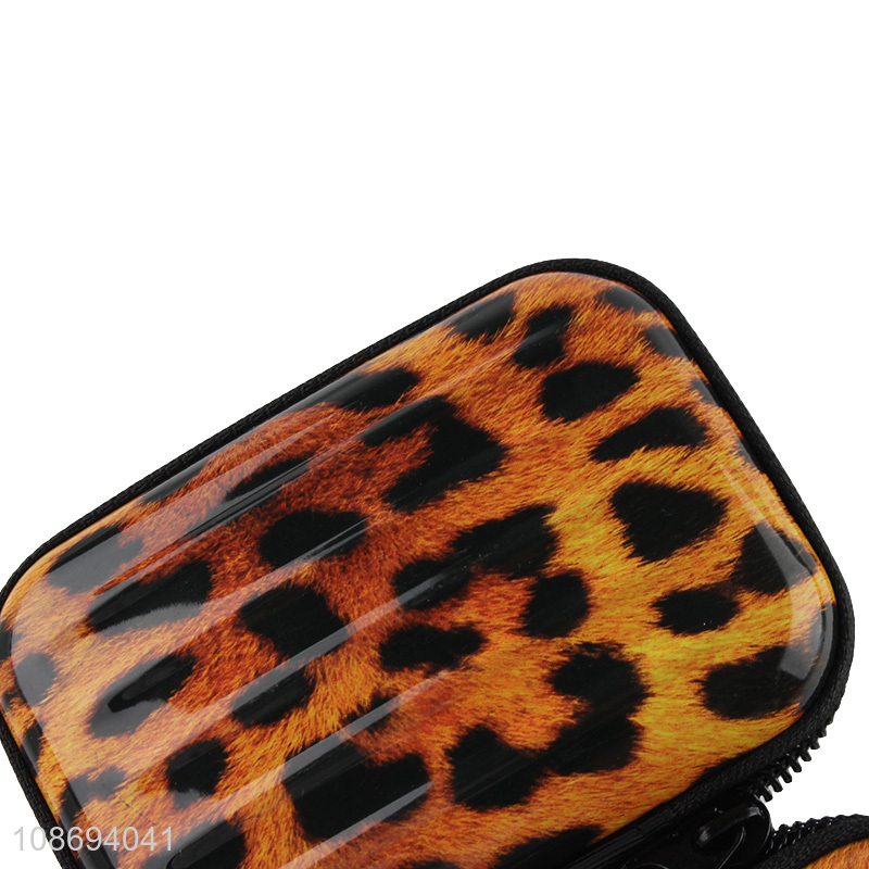 Wholesale portable novelty zippered metal leopard print coin wallet