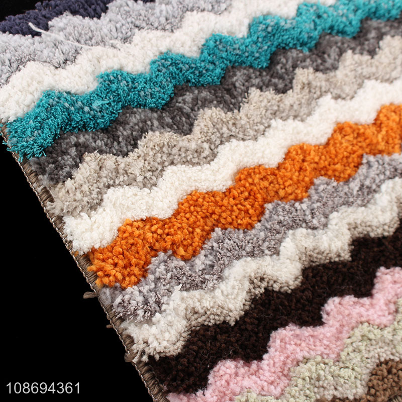 New product wave pattern anti-slip water absorbent bathroom rug mat