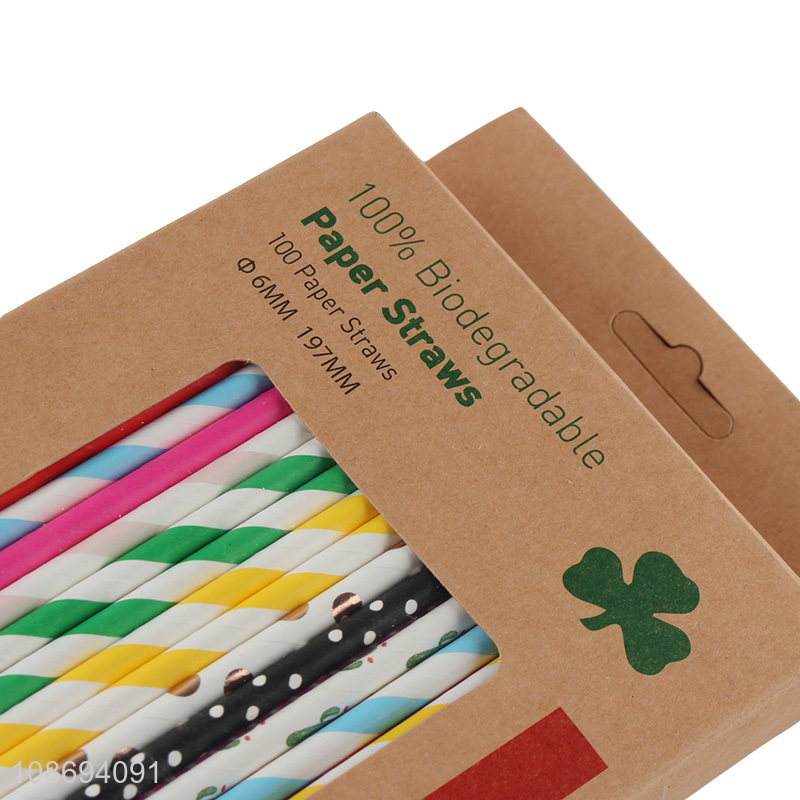 Hot sale 100pcs biodegradable paper straws disposable drinking straws