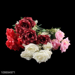 China supplier 7heads natural <em>artificial</em> rose <em>flower</em> fake <em>flower</em> for indoor decoration