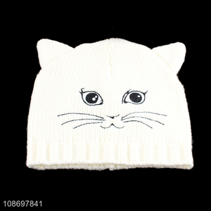 New arrival cartoon white winter beanies hat knit hat for sale