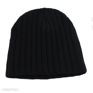 Hot selling black winter thickened beanies hat fashion hat for men women
