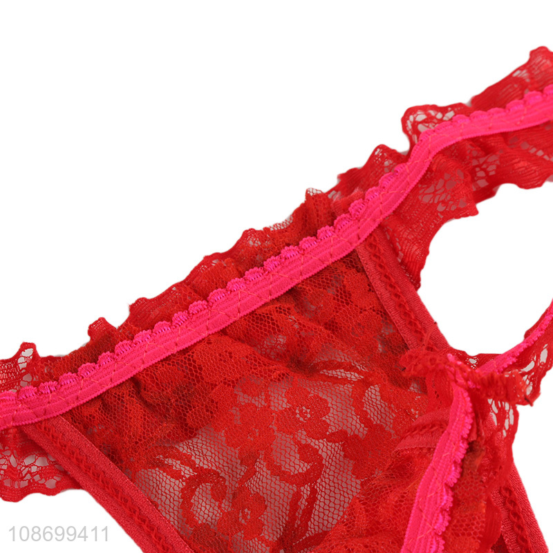 Wholesale women t-back thong sexy lace panties no show t-back thong