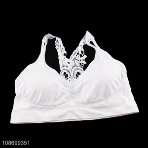 High quality wireless soft fintess yoga bras with lace straps