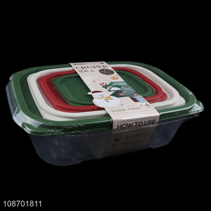 Hot selling 4pcs/set rectangular plastic fridge storage box food container