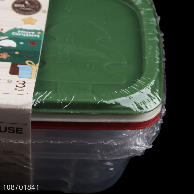 High quality 3pcs/set rectangular plastic fridge food container food crisper