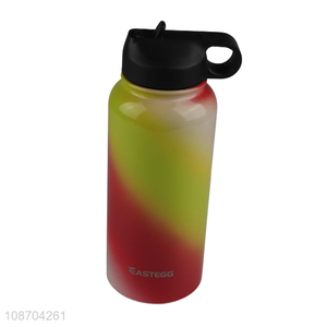 Good quality double walled stainless steel thermal water bottle with straw