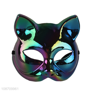 Good quality electroplated plastic cat mask Halloween party animal mask