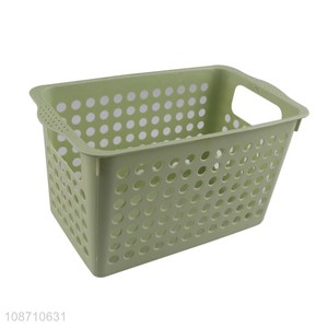 Wholesale durable plastic storage basket with handles for pantry kitchen closet