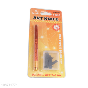 Factory supply 14-in-1 sharp heavy duty art knife bag repair blade set