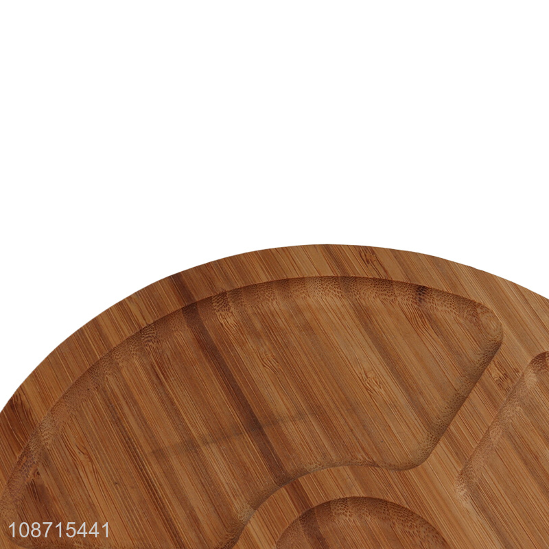Wholesale 5-compartment bamboo wood serving platter fruit serving tray