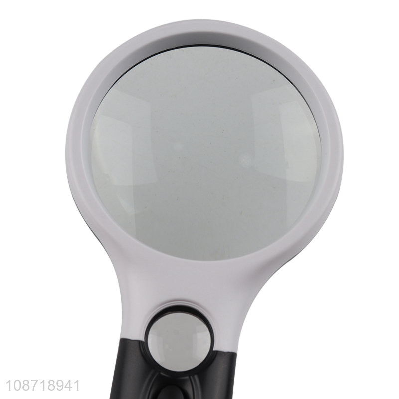 High quality 3X 45X handheld illuminated magnifier with 3 led light