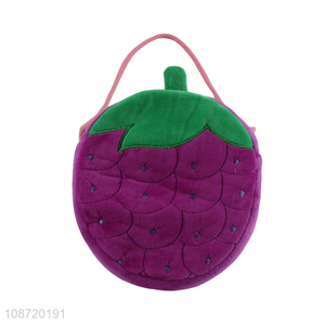 New product grape shape fluffy plush crossbody <em>bag</em> fruit <em>messenger</em> <em>bag</em>