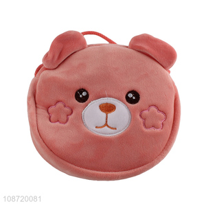 Wholesale cute cartoon bear plush crossbody bag with cotton rope strap