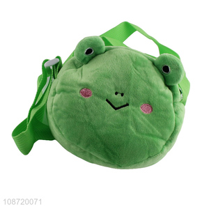 Good price kawaii cartoon frog crossbody shoulder bag plush wallet