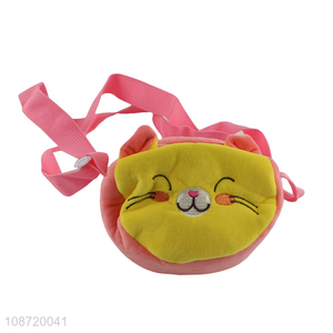 Factory price cute fluffy plush cat crossbody messenger bag for girls