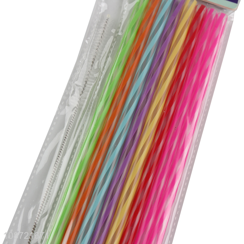 Hot selling rainbow color reusable plastic straws for wedding & baby shower