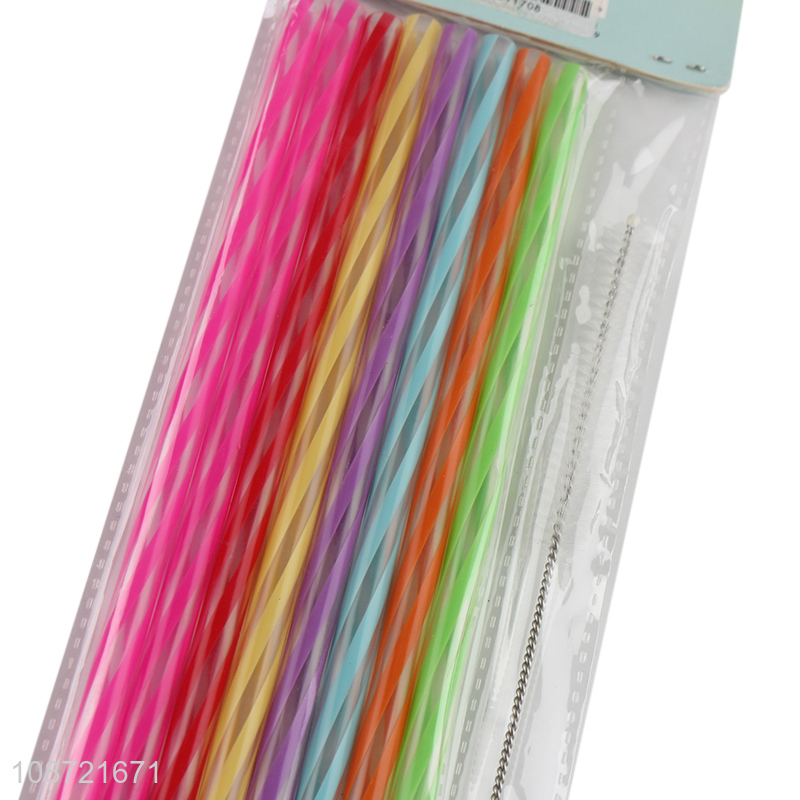 Hot selling rainbow color reusable plastic straws for wedding & baby shower