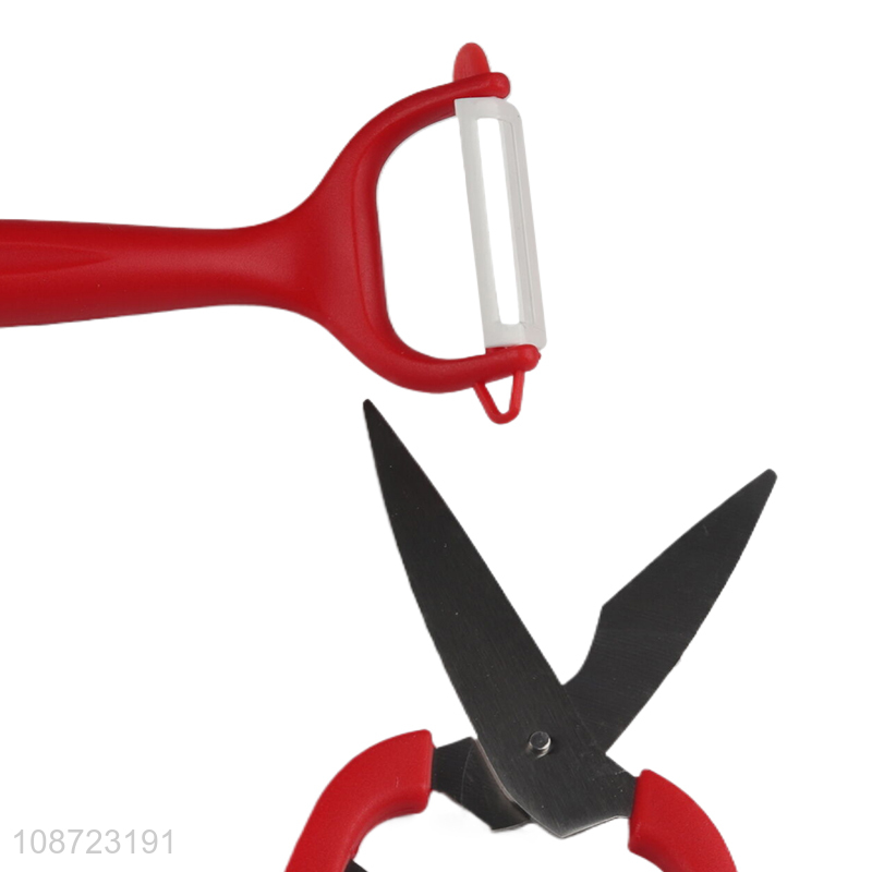 Wholesale 4pcs kitchen tools set kitchen scissors paring knife peeler opener