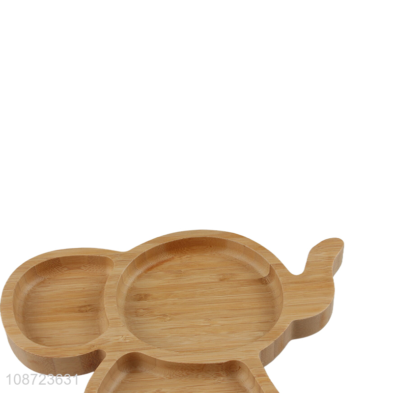 New arrival bamboo elephant shape kids dinnerware plate dish for sale