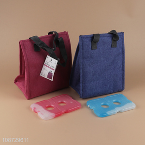 Wholesale insulated lunch bag and ice pack set for office and travel
