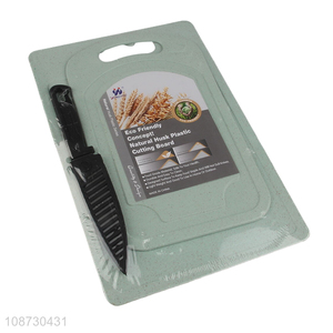 Hot products eco-friendly natural husk plastic cutting board and kitchen knife set