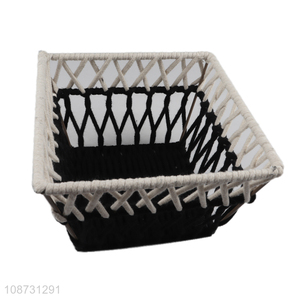 Wholesale natural small handwoven papyrus wicker storage basket for organizing