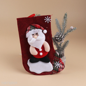 Hot selling 3D fabric Christmas stockings hanging Xmas tree decoration