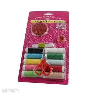 Wholesale sewing kit with needles, threads, thimble, safety pins etc
