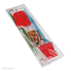 Wholesale silicone butter spatula scraper and pastry brush set for baking