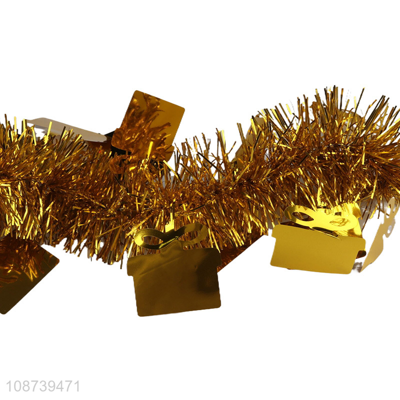 Wholesale metallic Christmas tinsel garland shiny twist tinsel for decor