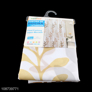 Online wholesale water resistant fabric shower curtain with 12 plastic hooks