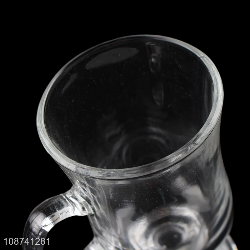 Wholesale Irish coffee mugs clear glass footed espresso cup with handle