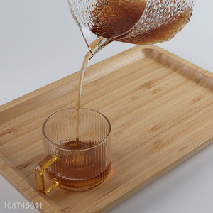 High quality vertical striped <em>glass</em> coffee mug water <em>cup</em> with handle