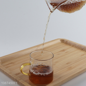 Hot selling ribbed <em>glass</em> <em>cup</em> striped <em>glass</em> coffee mug with handle