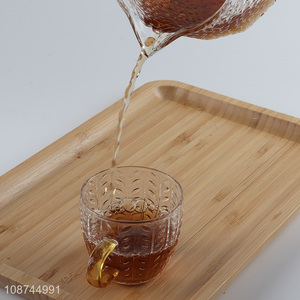High quality transparent textured <em>glass</em> milk mug tea <em>cup</em> with handle