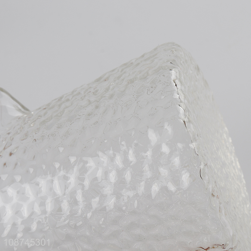 Wholesale clear textured heat resistant glass tea pot with pour spout